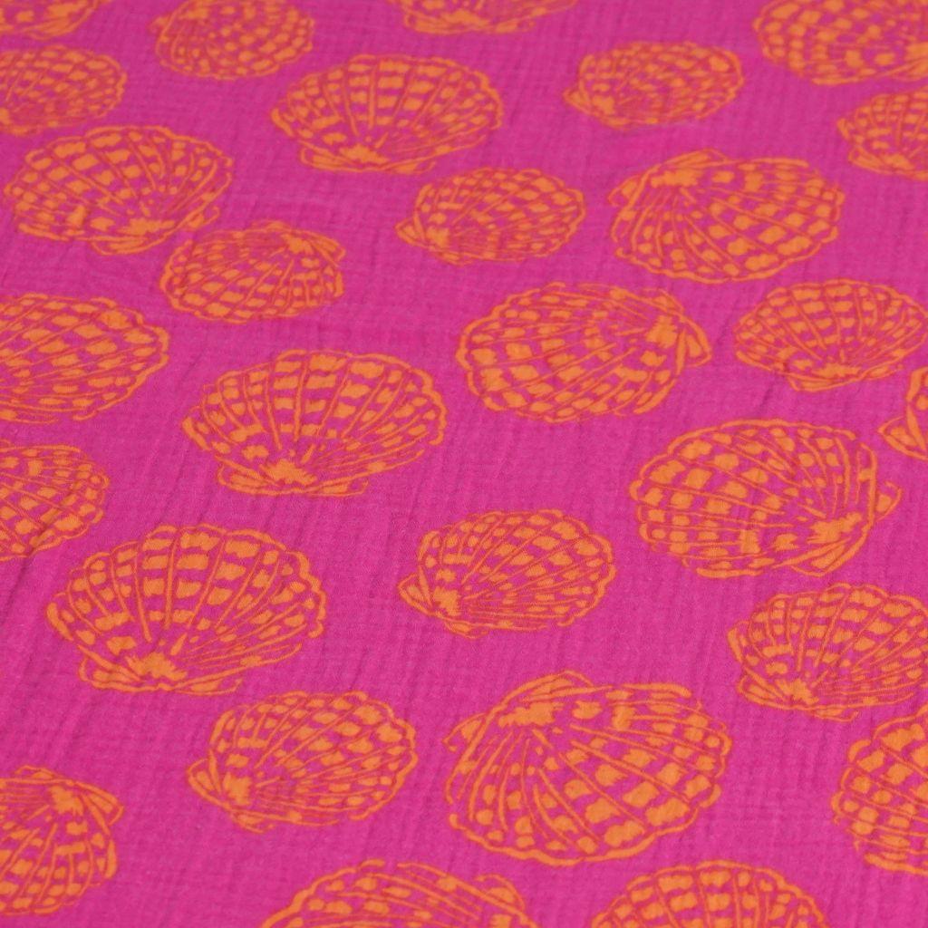 Musselin Double Gauze Muscheln pink magenta orange